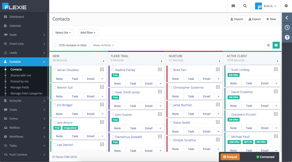 screenshot of Flexie CRM